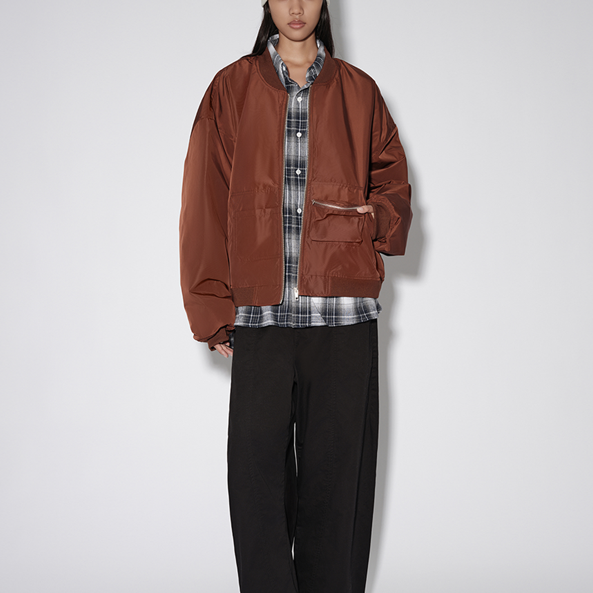 ジャケット・アウター BEEDEN GHATHER SLEEVE CONPACT JACKET Crop Bomber Jacket [BROWN] – AygeYard