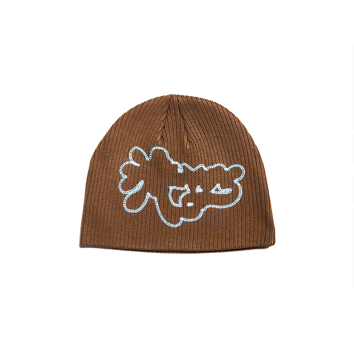 Framed Embroidered Beanie [BROWN]