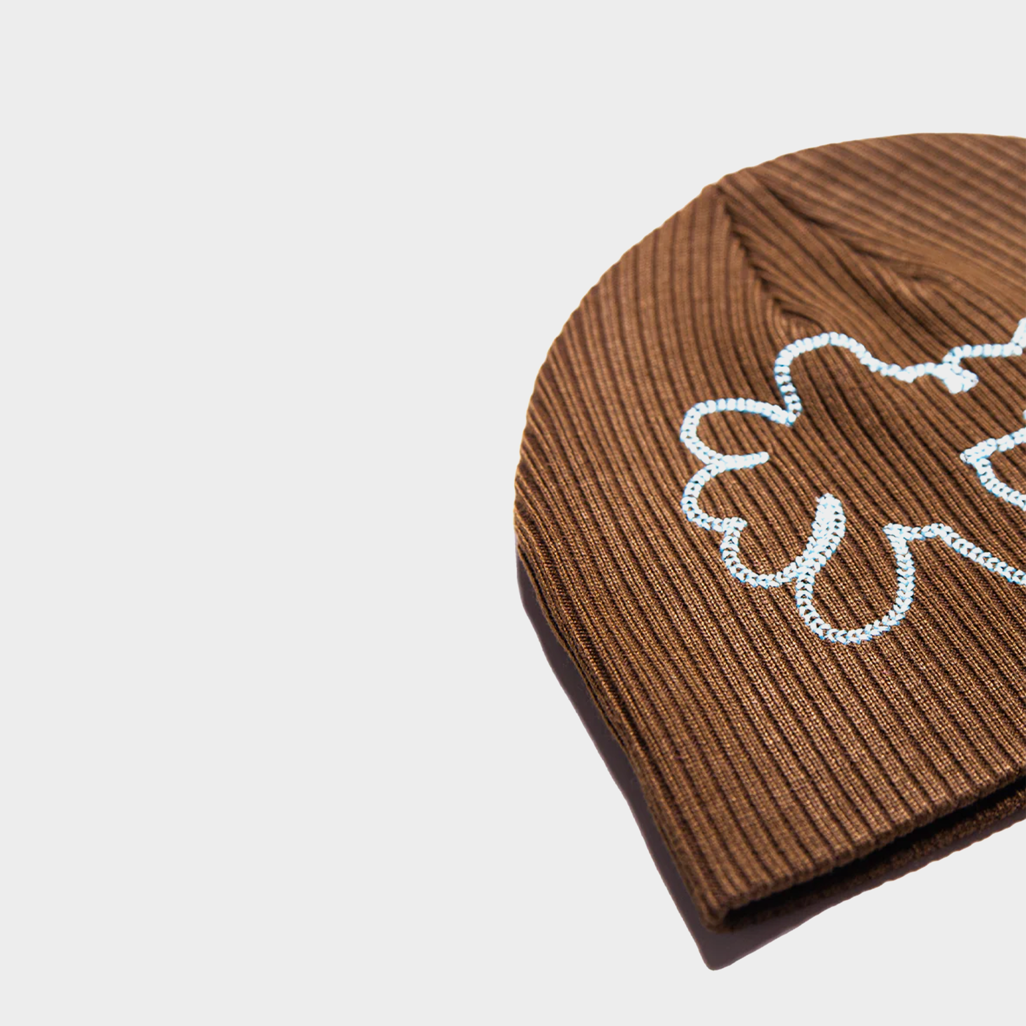 Framed Embroidered Beanie [BROWN]