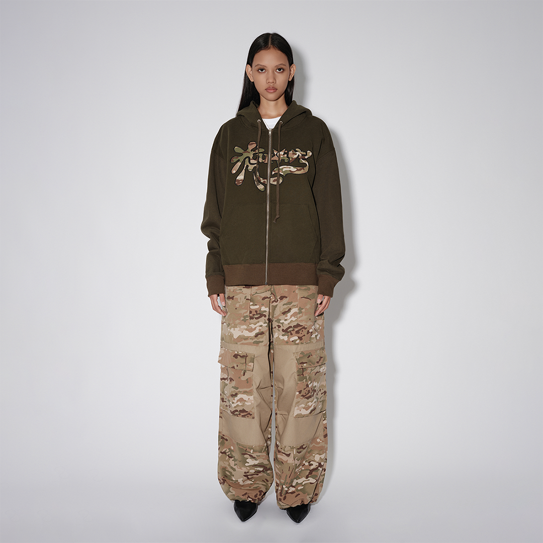 Graffiti Zip Up Hooded [GREEN/CAMO]