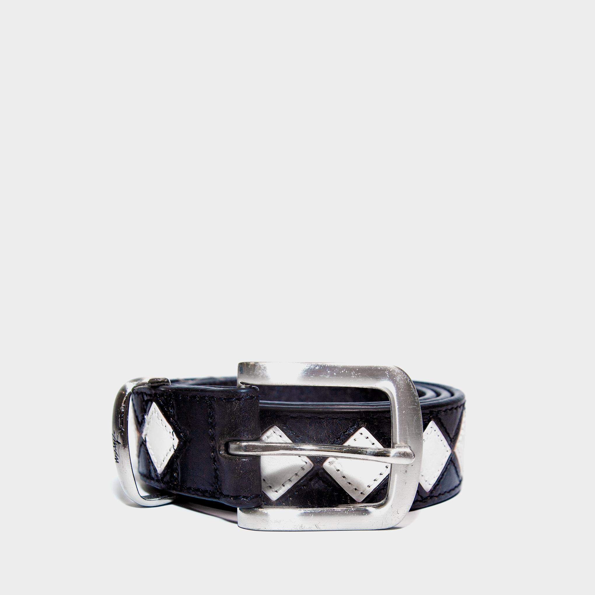 Stussy White Argyle Stitch belt [USED]